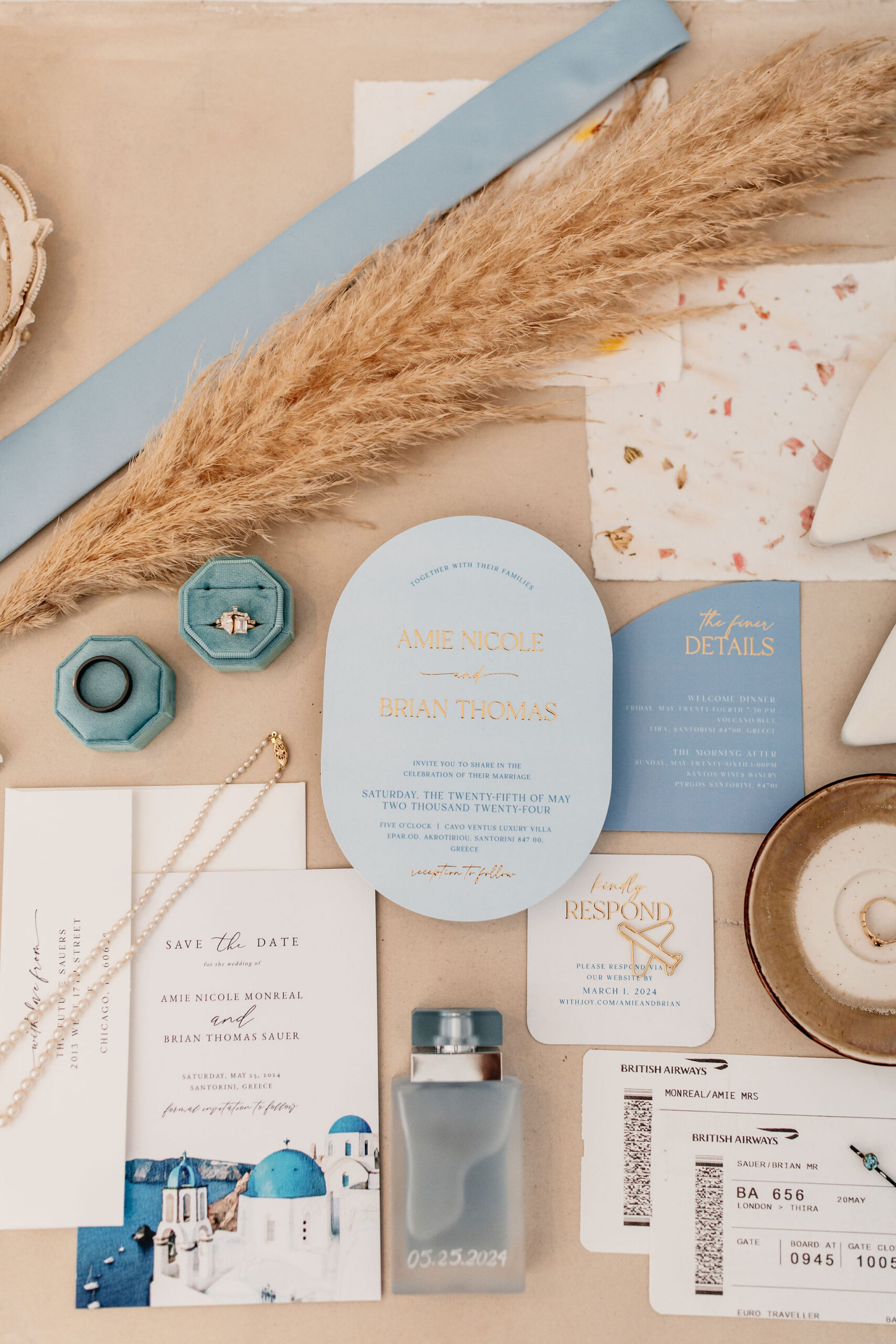 Invitations for the destination wedding in Greece