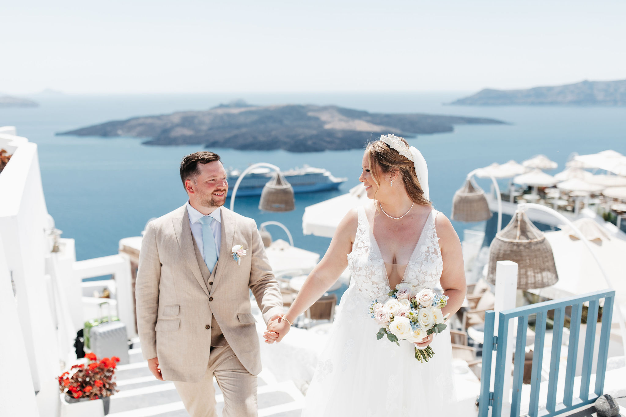 couple at their destination wedding in Greece