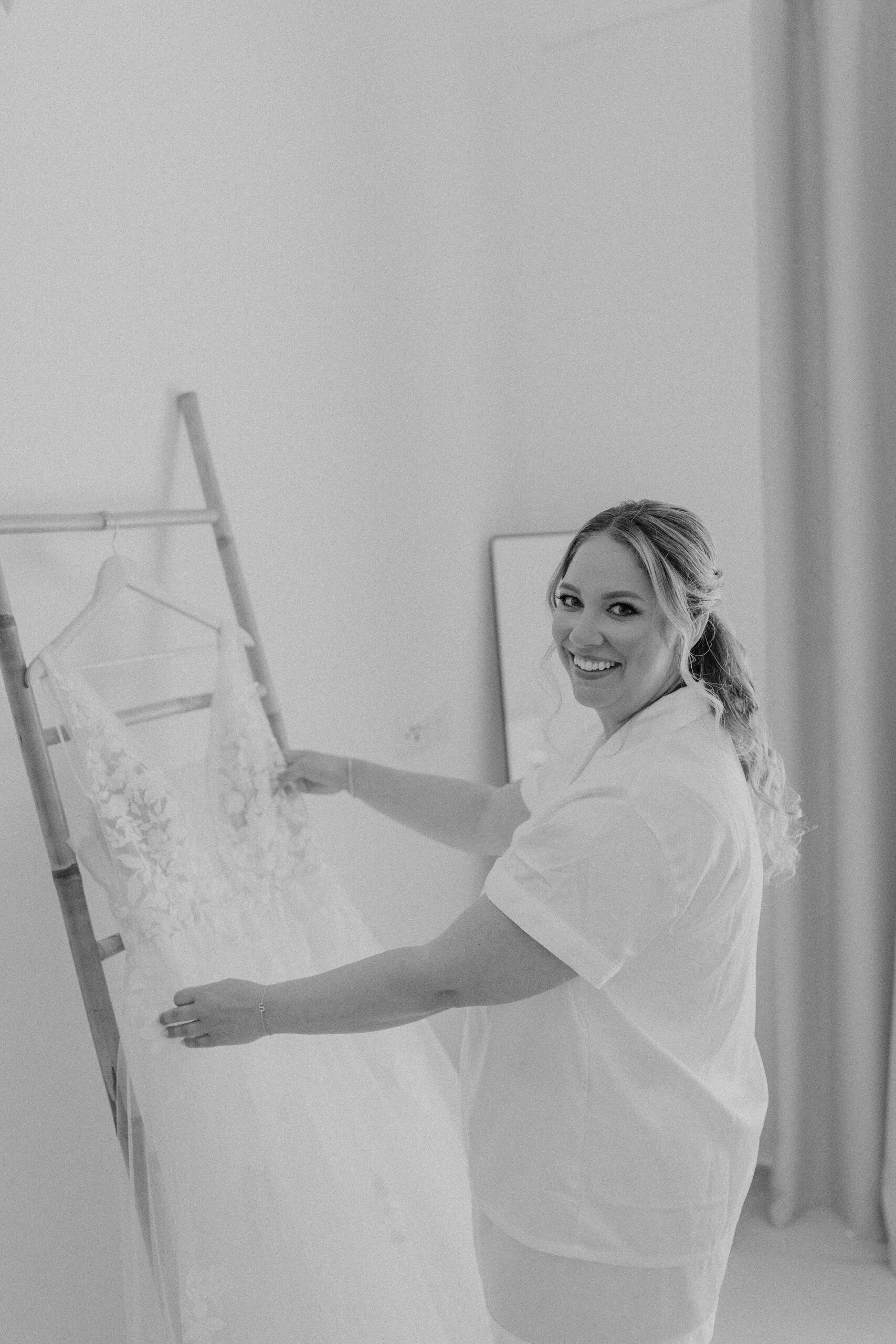 Bride getting ready for her destination wedding in Greece