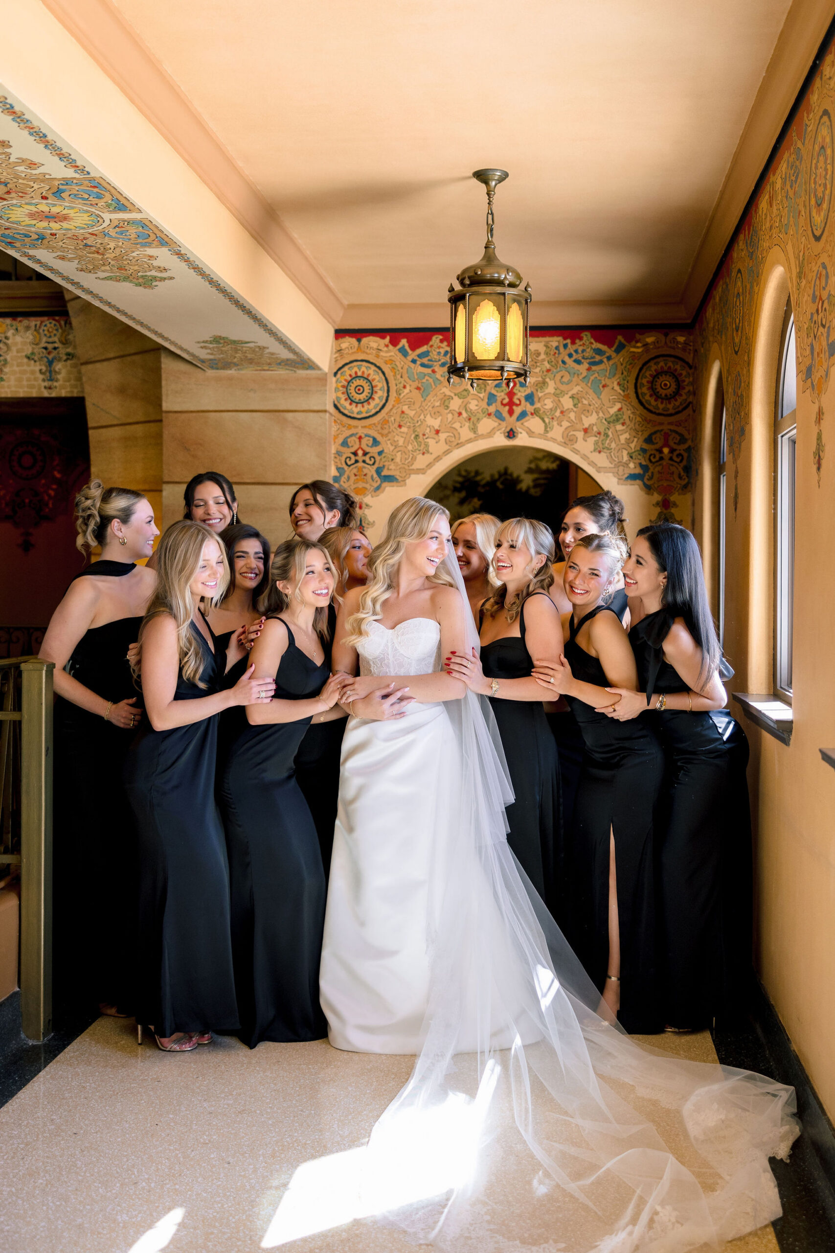 Bride and bridesmaids at the Medinah Country Club wedding